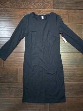 NWT Old Navy Black Long Sleeve Crewneck Jersey Tee Dress Medium Tall